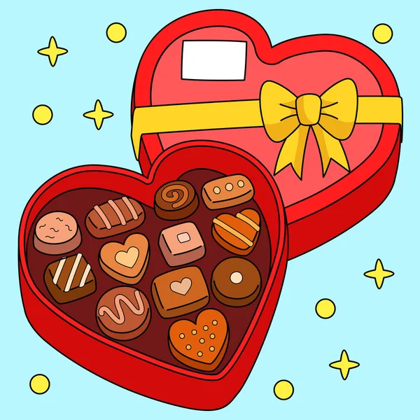 Deze Cartoon Clipart Toont Een Valentijnsdag Chocolade Hart Illustratie — Stockvector