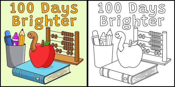 Kolorowanka Pokazuje 100Th Day School Jaśniejsze Jedna Strona Tej Ilustracji — Wektor stockowy