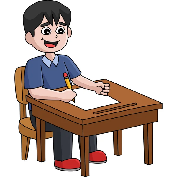 Ten Klipart Kreskówek Pokazuje Szczęśliwy 100Th Day School Student Pisanie — Wektor stockowy