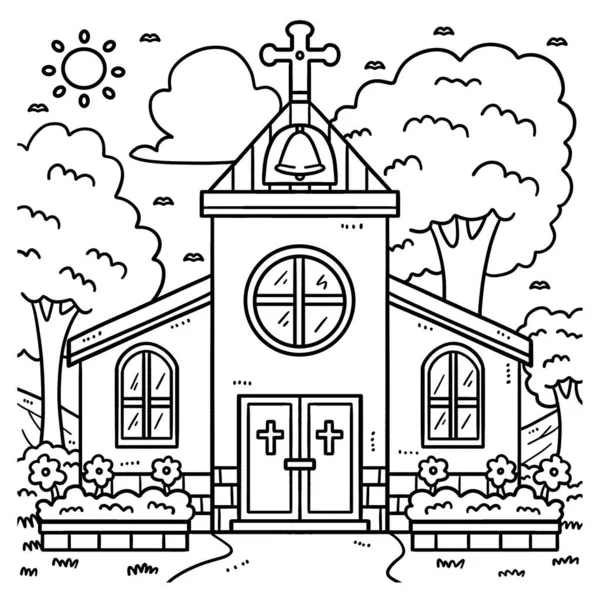 Cute Funny Coloring Page Christian Church Provides Hours Coloring Fun — Stock Vector