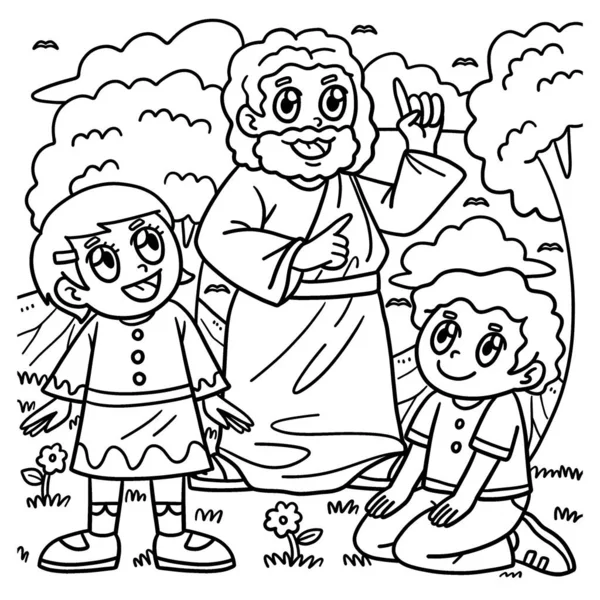 Cute Funny Coloring Page Jesus Modern Children Provides Hours Coloring — Stock Vector