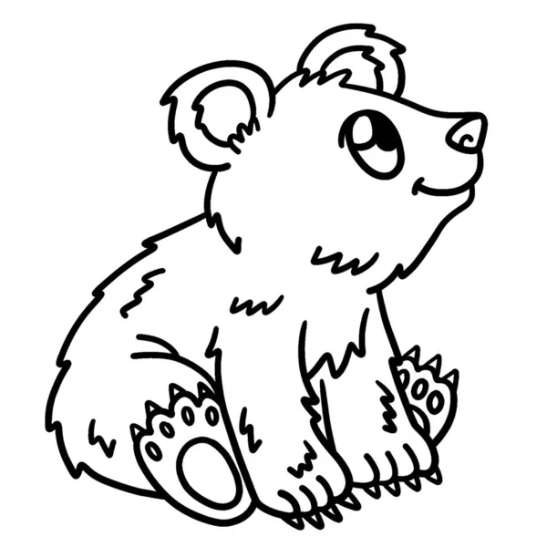 Μια Χαριτωμένη Και Αστεία Σελίδα Χρωματισμού Ενός Καθιστού Αρκούδου Παρέχει — Διανυσματικό Αρχείο