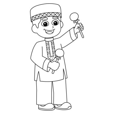 Ramazan 'da Müslüman bir çocuğun oynadığı sevimli ve komik bir renkli sayfa. Çocuklar için saatlerce boyama eğlencesi sağlıyor. Renk, bu sayfa çok kolay. Küçük çocuklar ve yeni yürümeye başlayanlar için uygun..