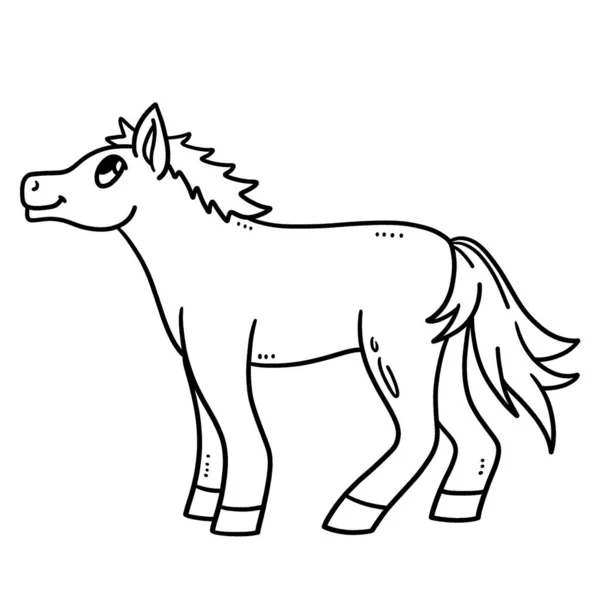 Cute Funny Coloring Page Baby Horse Provides Hours Coloring Fun — Image vectorielle