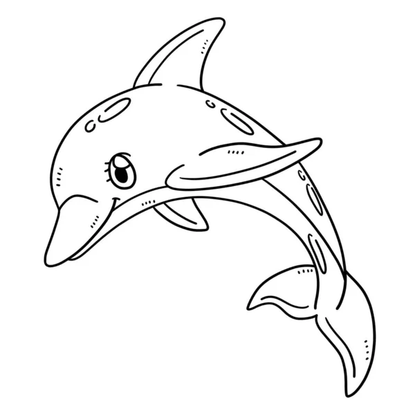 Söt Och Rolig Färg Sida Moder Delfin Ger Timmar Färgning — Stock vektor