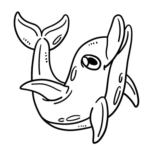 Cute Funny Coloring Page Baby Dolphin Provides Hours Coloring Fun — Vector de stock
