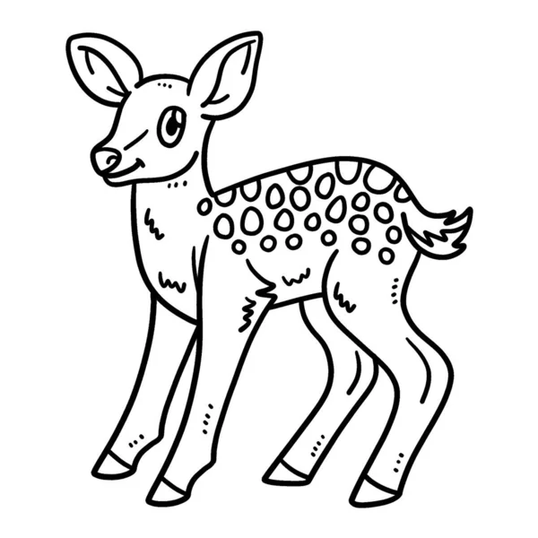 Милая Смешная Раскраска Baby Deer Обеспечивает Детям Часы Раскрашивания Цвет — стоковый вектор