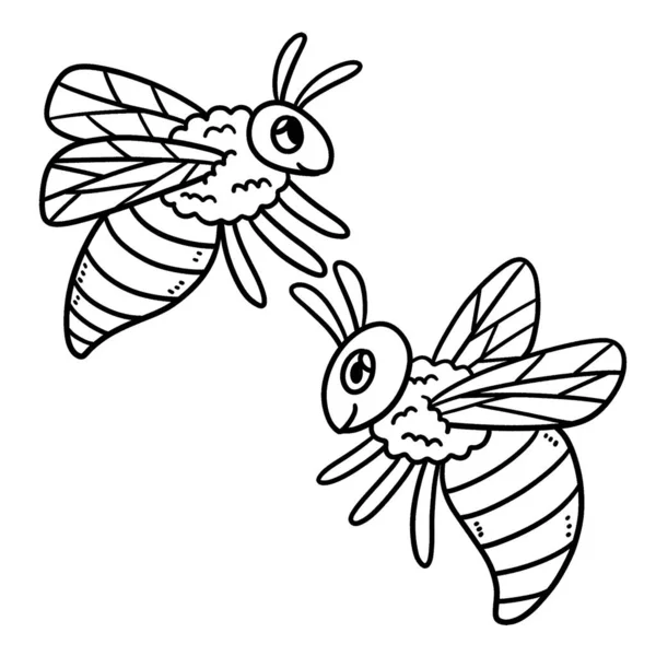 Sebuah Halaman Pewarnaan Lucu Dan Lucu Dari Baby Bee Menyediakan - Stok Vektor