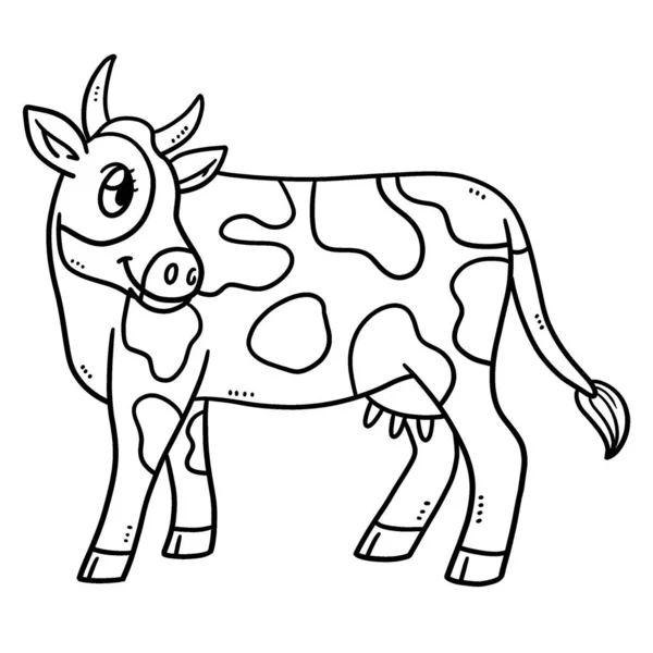 Cute Funny Coloring Page Mother Cow Provides Hours Coloring Fun — 스톡 벡터