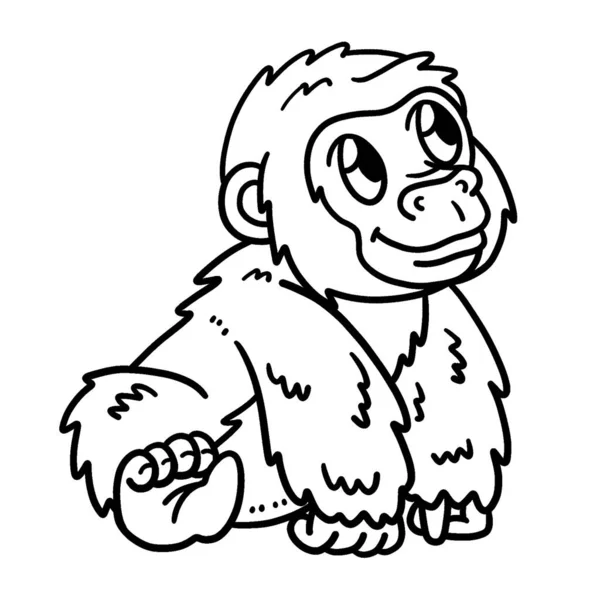 Una Simpatica Divertente Pagina Colorare Baby Gorilla Fornisce Ore Divertimento — Vettoriale Stock