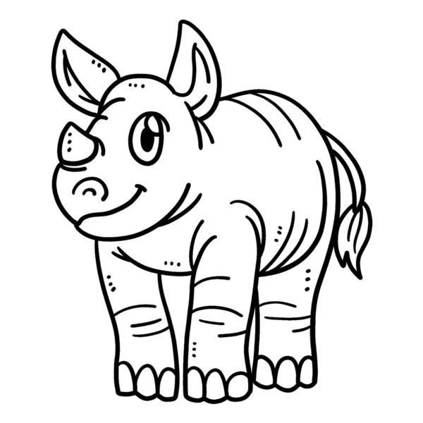 Roztomilé Zábavné Zbarvení Stránky Baby Rhino Poskytuje Hodiny Omalovánky Zábavy — Stockový vektor