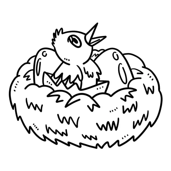 Cute Funny Coloring Page Baby Bird Provides Hours Coloring Fun — Image vectorielle