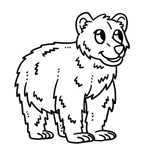 Cute Funny Coloring Page Baby Bear Provides Hours Coloring Fun — Vector de stock