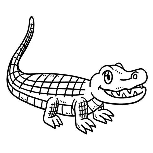 Cute Funny Coloring Page Baby Crocodile Provides Hours Coloring Fun — Image vectorielle