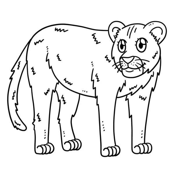 Cute Funny Coloring Page Mother Lion Provides Hours Coloring Fun — Vector de stock