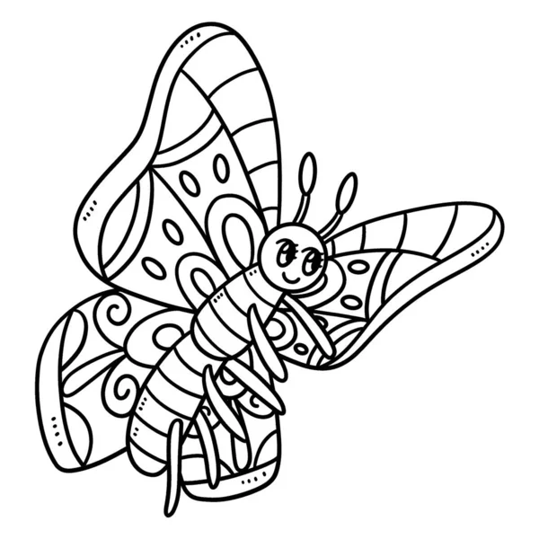 Una Simpatica Divertente Pagina Colorare Mother Butterfly Fornisce Ore Divertimento — Vettoriale Stock