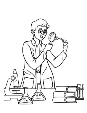 Bilim adamının sevimli ve komik renkli bir sayfası. Çocuklar için saatlerce boyama eğlencesi sağlıyor. Renk, bu sayfa çok kolay. Küçük çocuklar ve yeni yürümeye başlayanlar için uygun..