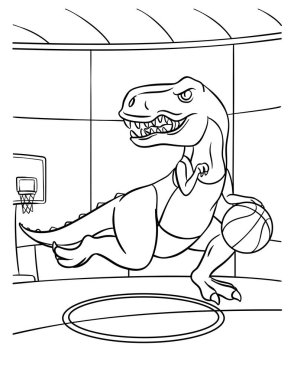 Basketbol T-Rex 'in şirin ve komik renkli sayfası. Çocuklar için saatlerce boyama eğlencesi sağlıyor. Renk, bu sayfa çok kolay. Küçük çocuklar ve yeni yürümeye başlayanlar için uygun..