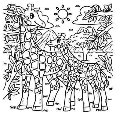 Anne Zürafa ve Bebek Zürafa 'nın sevimli ve komik renkli bir sayfası. Çocuklar için saatlerce boyama eğlencesi sağlıyor. Renk, bu sayfa çok kolay. Küçük çocuklar ve yeni yürümeye başlayanlar için uygun..