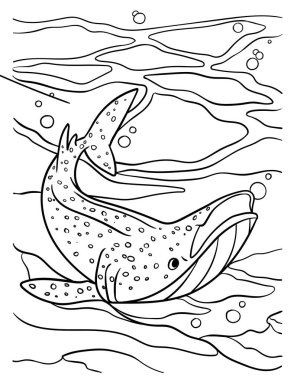 A cute and funny coloring page of a Whale Shark. Provides hours of coloring fun for children. Color, this page is very easy. Suitable for little kids and toddlers. clipart