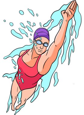 Bu karikatür parçası bir yüzme çizimi gösteriyor.