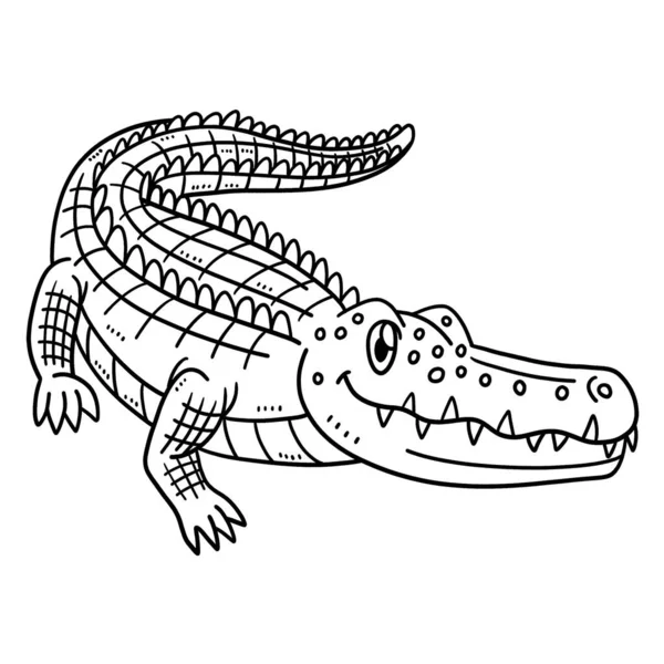 Cute Funny Coloring Page Mother Crocodile Provides Hours Coloring Fun — Image vectorielle