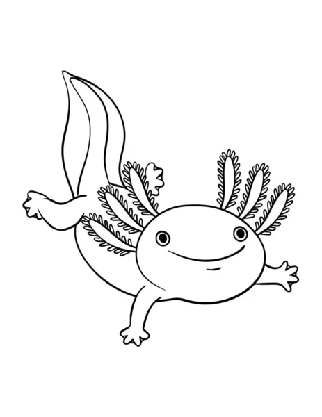 Axolotl Aranyos Vicces Színező Oldala Több Órányi Színező Szórakozást Biztosít — Stock Vector