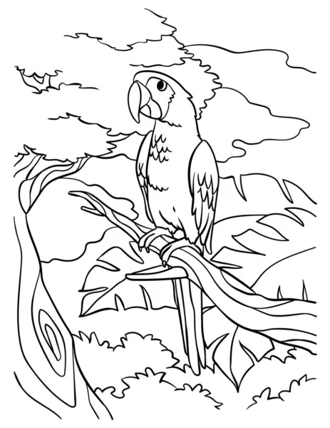 Egy Papagáj Aranyos Vicces Színező Oldala Több Órányi Színező Szórakozást — Stock Vector