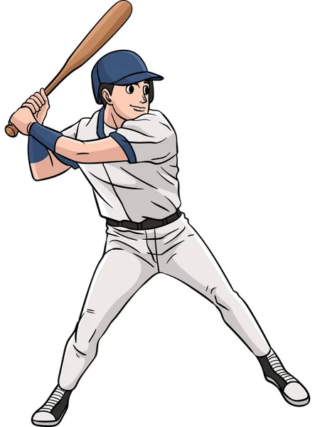 Este Clipart Desenhos Animados Mostra Uma Ilustração Beisebol — Vetor de Stock