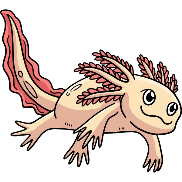 Cartoon Clipart Shows Axolotl Illustration — 스톡 벡터
