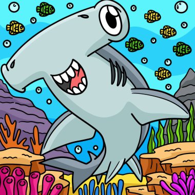 Bu karikatür, çekiç başlı köpekbalığı çizimini gösteriyor..