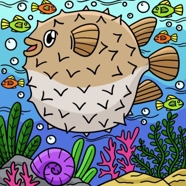 Bu karikatür parçası kirpi balığı illüstrasyonunu gösteriyor.