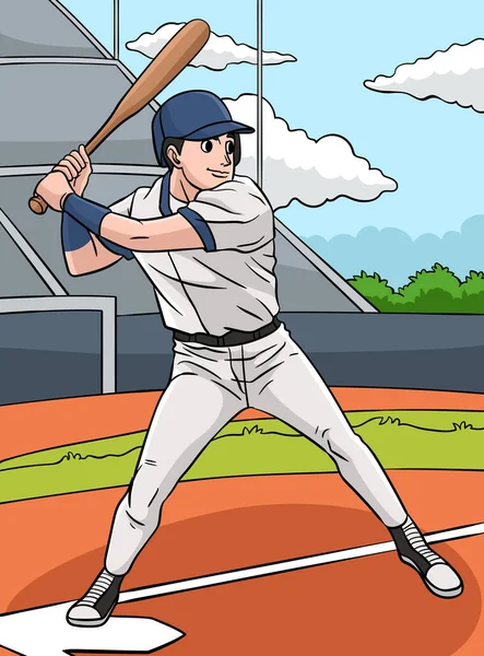 Este Clipart Desenhos Animados Mostra Uma Ilustração Beisebol — Vetor de Stock