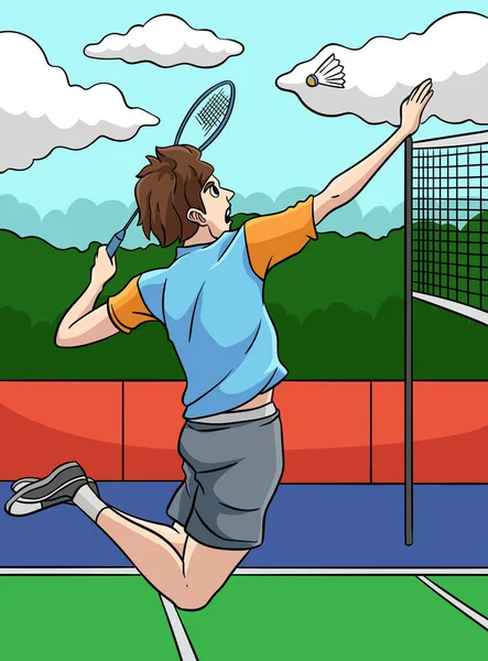 Cartoon Clipart Shows Badminton Illustration — 스톡 벡터