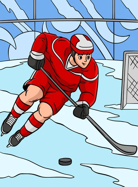 Ten Klipart Kreskówek Pokazuje Ilustrację Hokeja Lodzie — Wektor stockowy