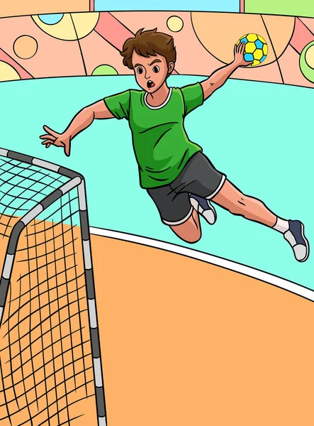 Αυτό Κλιπ Κινουμένων Σχεδίων Δείχνει Μια Εικόνα Handball — Διανυσματικό Αρχείο