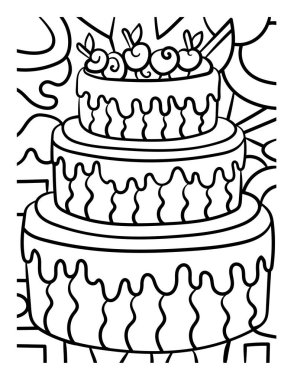 A cute and funny coloring page of a 3 layer cake. Provides hours of coloring fun for children. To color, this page is very easy. Suitable for little kids and toddlers. 