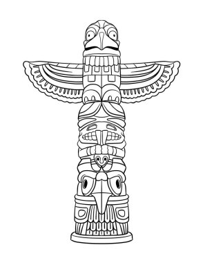 A cute and funny coloring page Native American Indian Totem. Provides hours of coloring fun for children. Color, this page is very easy. Suitable for little kids and toddlers.