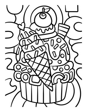 A cute and funny coloring page of a muffin. Provides hours of coloring fun for children. To color, this page is very easy. Suitable for little kids and toddlers. 