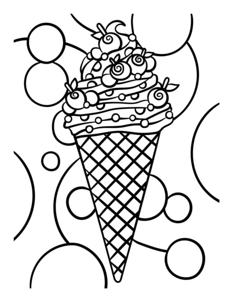 A cute and funny coloring page of an ice cream in cone. Provides hours of coloring fun for children. To color, this page is very easy. Suitable for little kids and toddlers. 