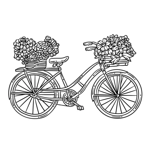 A cute and beautiful coloring page of a Bicycle with Flowers. Provides hours of coloring fun for adults.