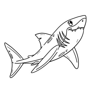 A cute and funny coloring page of a Mother Great White Shark. Provides hours of coloring fun for children. Color, this page is very easy. Suitable for little kids and toddlers. clipart