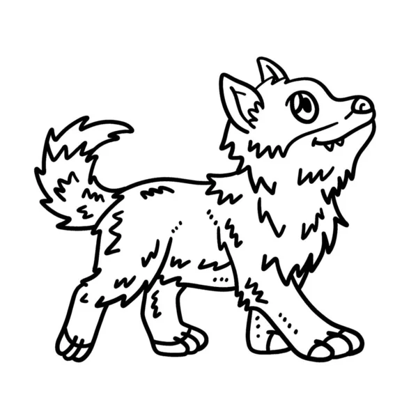 Cute Funny Coloring Page Baby Wolf Provides Hours Coloring Fun — Vector de stock