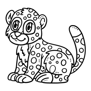 A cute and funny coloring page of a Baby Cheetah. Provides hours of coloring fun for children. Color, this page is very easy. Suitable for little kids and toddlers.