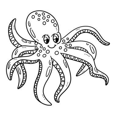 A cute and funny coloring page of a Mother Octopus Provides hours of coloring fun for children. Color, this page is very easy. Suitable for little kids and toddlers.