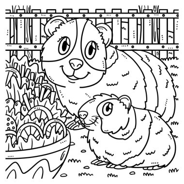A cute and funny coloring page of a Mother Guinea Pig and a Baby Guinea Pig. Provides hours of coloring fun for children. Color, this page is very easy. Suitable for little kids and toddlers. clipart