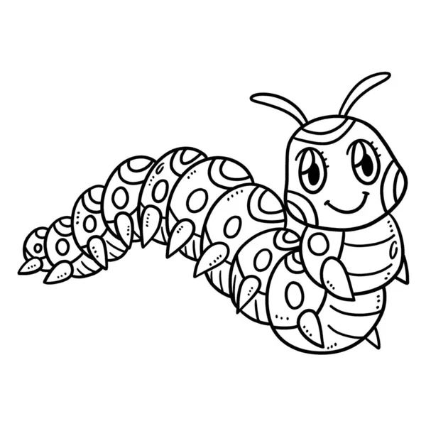 Cute Funny Coloring Page Mother Caterpillar Provides Hours Coloring Fun — Vetor de Stock
