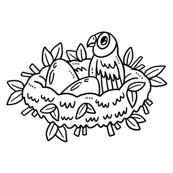 Гарна Кумедна Сторінка Дитячого Папуги Годинами Розфарбовує Дітей Колір Сторінка — стоковий вектор