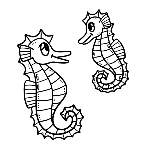 Cute Funny Coloring Page Baby Seahorse Provides Hours Coloring Fun — Stockový vektor