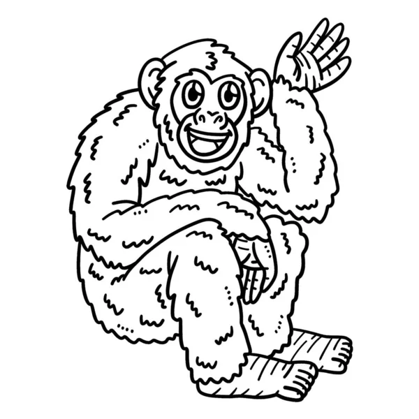 Cute Funny Coloring Page Baby Chimpanzee Provides Hours Coloring Fun —  Vetores de Stock